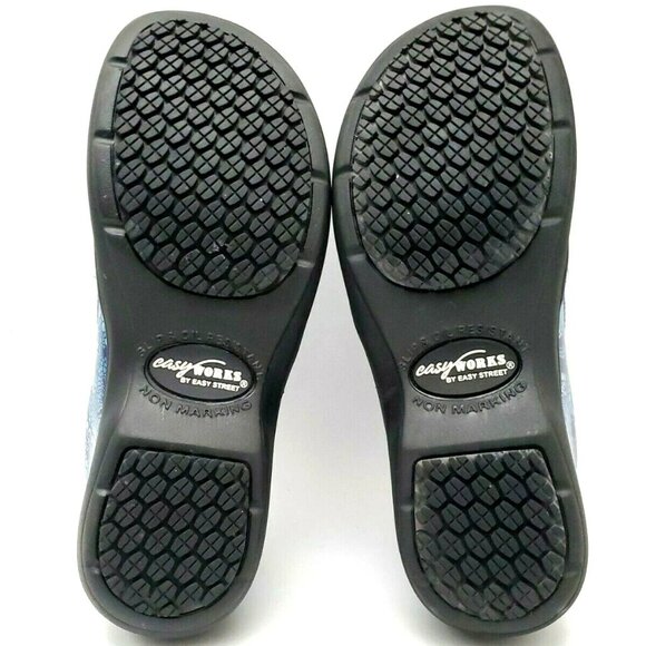 Easy Works by Easy Street Blue Paisley Slip on Clogs Shoes Women's Size 6M - Picture 11 of 12